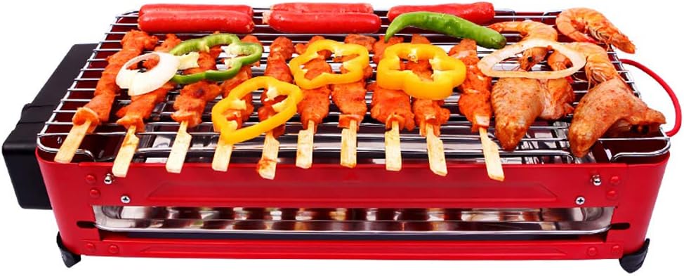 review Smoke-Less Electric Grill, Non-Stick Easy to Clean BBQ Grill, for Party/Home, 5 Levels of Temperature Adjustment (2000W)