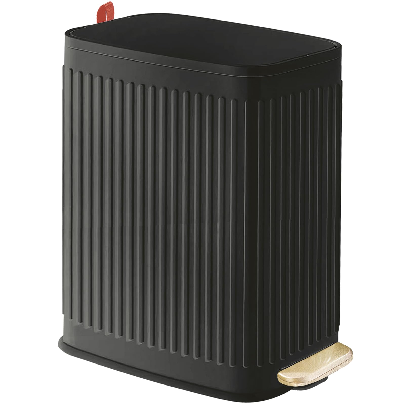Photo 1 of Small Bathroom Trash Can with Air Freshener Soft Close Lid, 6 Liter/ 1.6 Gallon Stainless Steel Garbage Can with Removable Inner Bucket, Step Pedal, Slim Wastebasket for Bedroom, Toilet, Office,Black