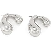 Statement Earrings for Women Chunky Spiral Teardrop Design Silver Lightweight Elegant Minimalist Dangle Earrings Trendy Jewelry Gifts for Women