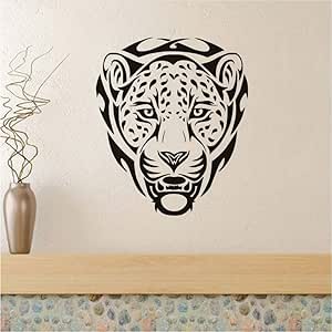 Pegatina de pared de animales cabeza de leopardo africano para