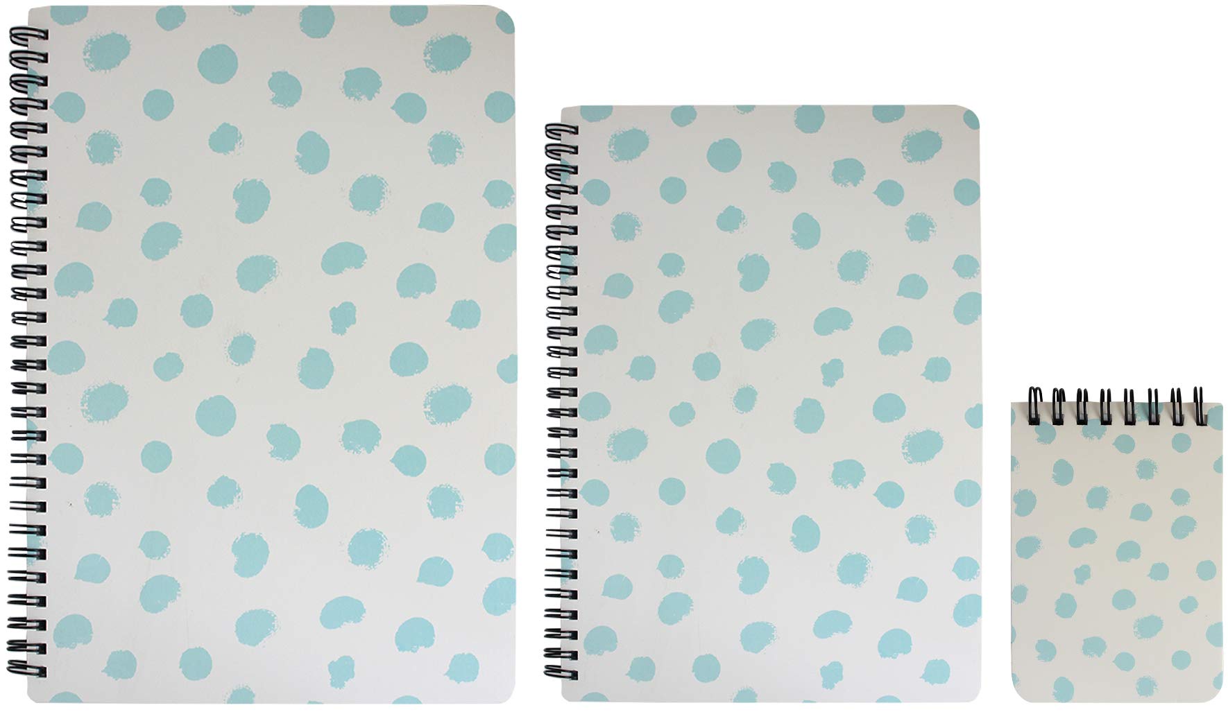 Emartbuy Printed Hard Cover Spiral Exercise Book Diary Notebook Notepad Writing Journal Ruled B5, A5, A7 Size 80 Sheets (160 Pages) - White/Blue, Set of 3