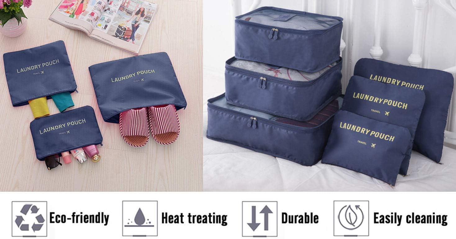 Vicloon Travel Luggage Organizers,Complete Set of Different Packing Cubes Waterproof Travel Storage Bags,Organizers Nylon Suitcases - Image 5