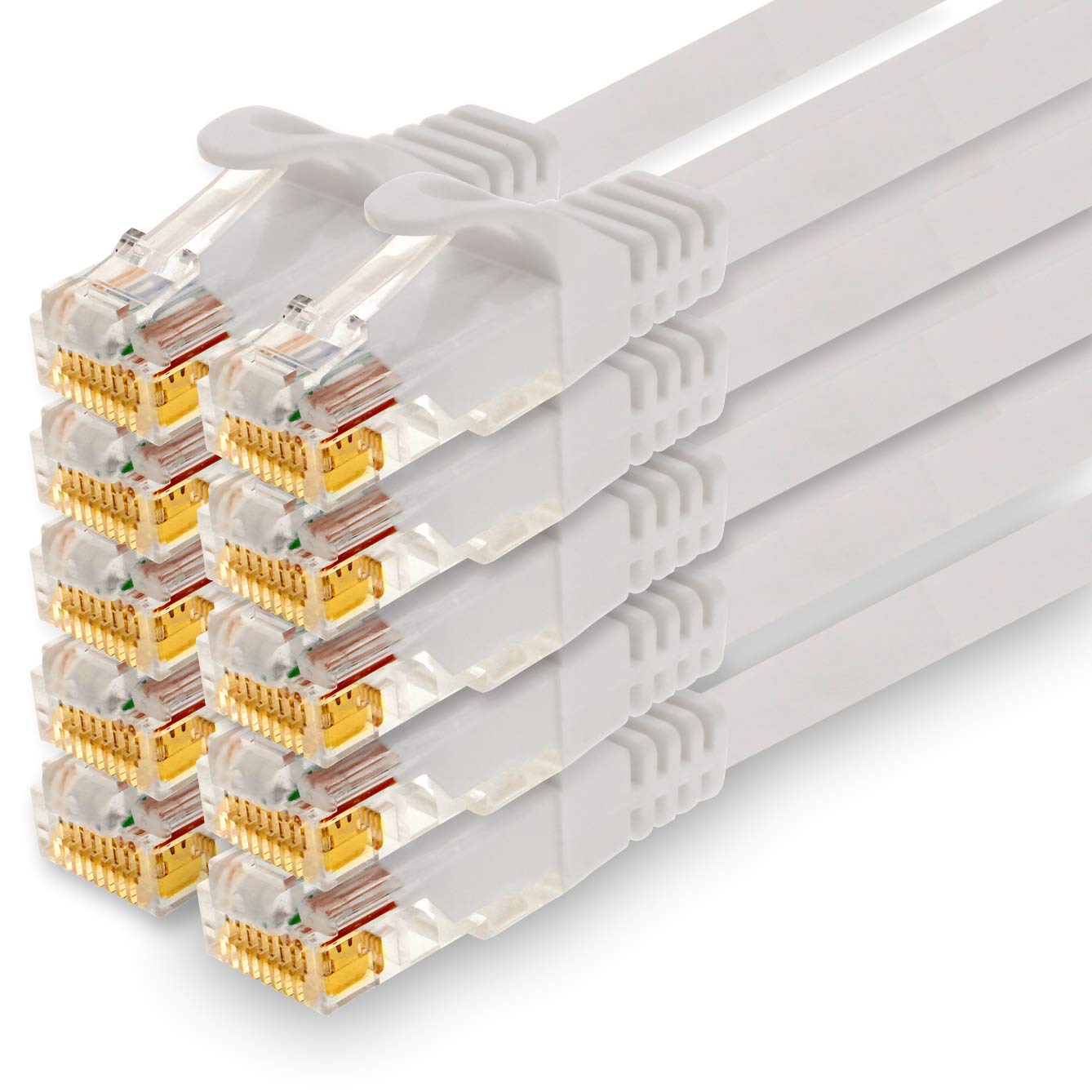 1CONN - 10m network cable, Ethernet, Lan & patch cable for maximum internet speed & connects all devices with RJ 45 socket white - 10 pieces