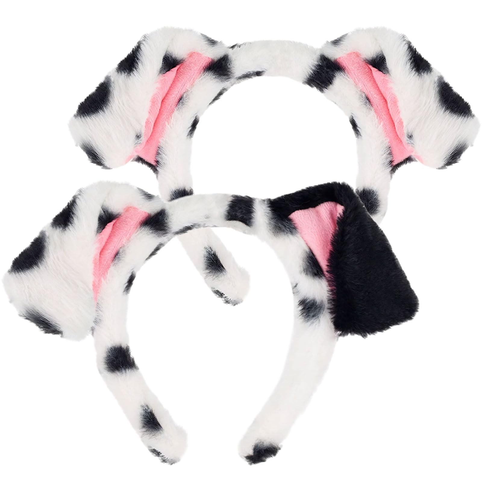 GWAWG Dalmatian Ears Headband, Plush Dog Ears Hairband, Floppy Black & White Animal Headband for Dalmatian Costume, Dog Fancy Dress Costume, Cosplay, Halloween, Carnival & Party Accessories
