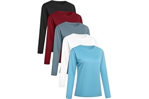 HovSiyla 5 Pack Women Long Sleeve Shirts Running UV Rash Guard Casual Tops Sun Protection Workout Hiking T Shirts for Women