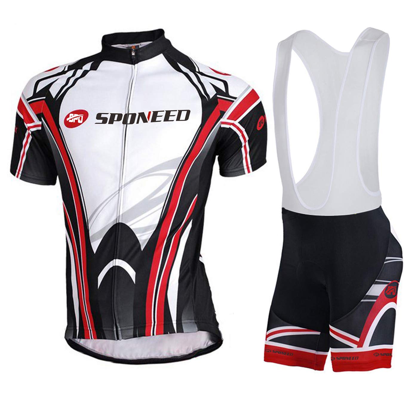 sponeed Men's Cycling Jersey and Bib Short Suit Bicycle Wear Padded Bike Tights