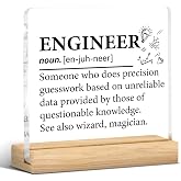 Engineer Gifts for Women Men, Engineer Definition Clear Acrylic Desk Decorative Sign for Home Office, 4 x 4 Inches