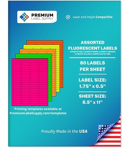 Colorful Address Labels - 80 Labels Per Sheet, 1.75" X 0.5", For Laser Or Inkjet Printers