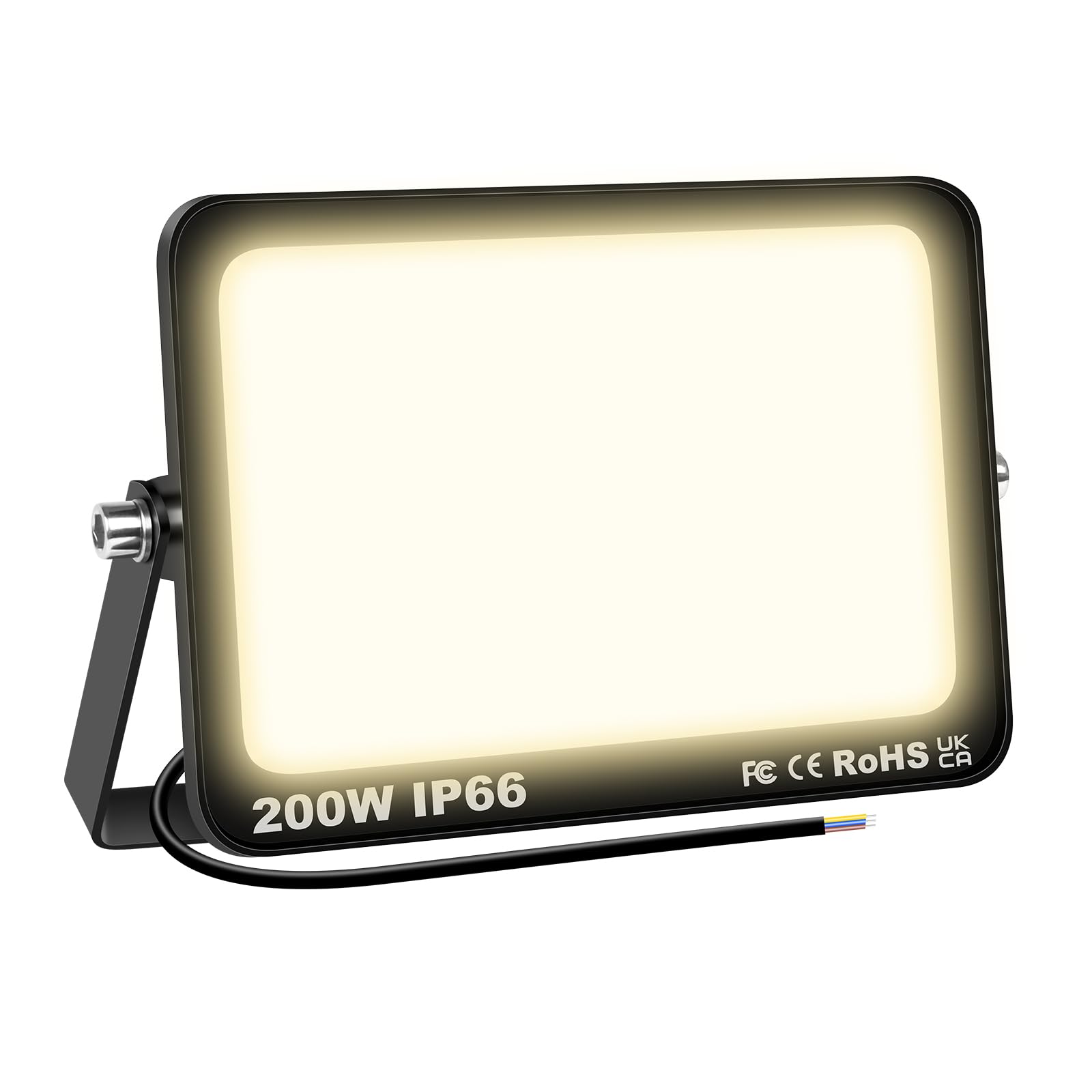 SKYWORLD 200W Outdoor LED Flood Light, 20000 Lumens Super Bright LED Floodlights, IP66 Waterproof Security Lights, 3000K Daylight Warm White for Garden Yard Backyard Garage Lawn Patio Warehouse