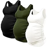 PARNIXS Summer Women's Maternity Tank Top Comfy Sleeveless Maternity Clothes
