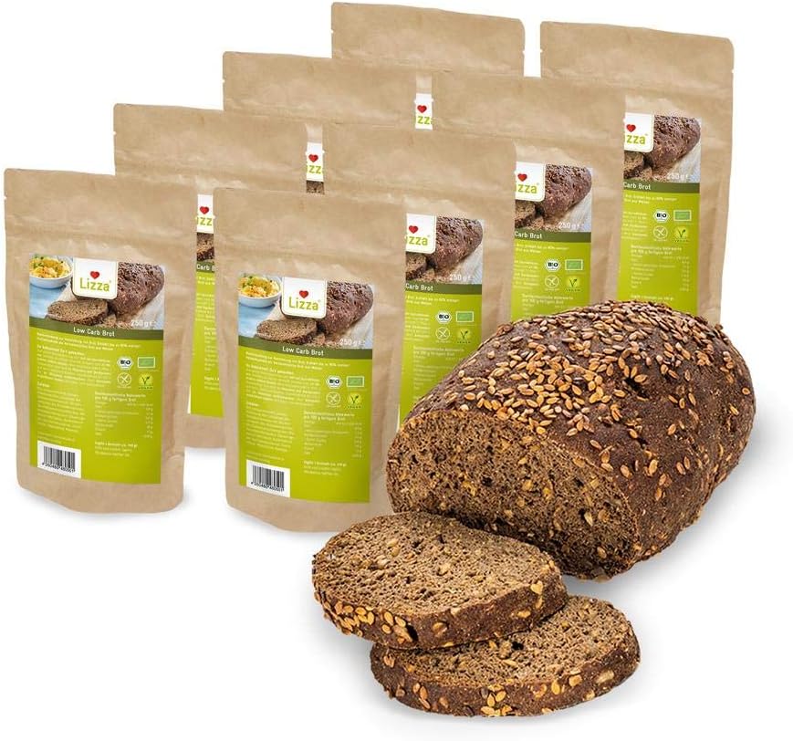 Lizza Low Carb Bread | Organic. Gluten Free. | 8X 250g Baking Mixture | for Keto, Low Carb and Building Lean Muscle | Makes a Great Bread for Diabetics