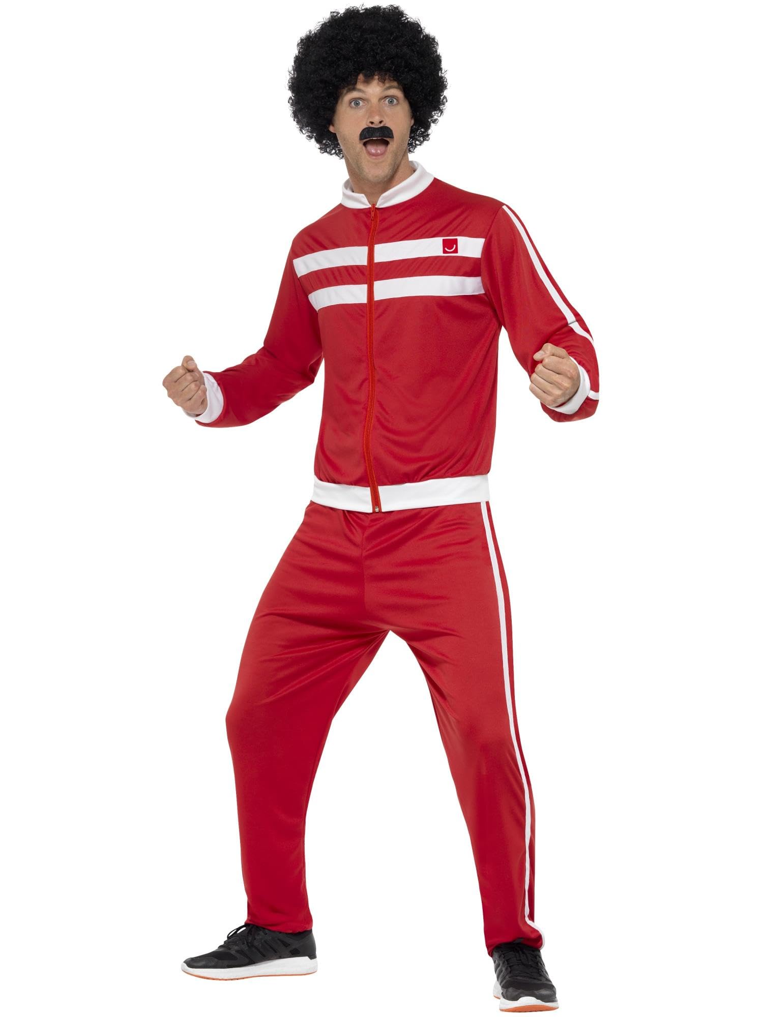 Smiffys Scouser Tracksuit, Red & White with Jacket & Trousers, 1980's Fancy Dress, 1980s Dress Up Costumes