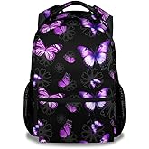 Eccustomized Butterfly Backpack for Girls, Women - 16 Inches Black Backpacks for Teens, Adults - Fashion Print Bookbag for School, Travel
