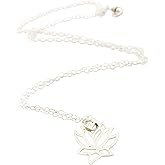 Lotus Flower Charm Necklace - Sterling Silver Jewelry