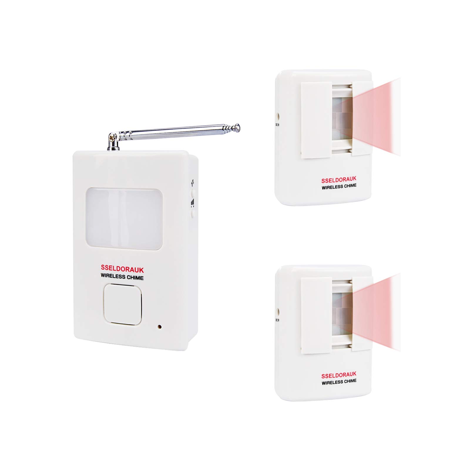 S SELDORAUK Dog Barking Alarm Motion Sensor - 800 Feet Wireless Home Security Driveway Alarm Kit with 1 Receiver and 2 Motion Sensor - Protect Indoor Property