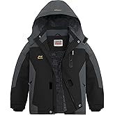 WULFUL Boy's Waterproof Ski Jackets Warm Fleece Lined Hooded Winter Snow Coat