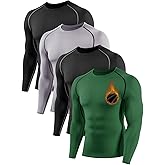 ATTIQOZI 4 Pack Men's Thermal Compression Shirts, Fleece Lined Long Sleeve Athletic Undershirt Winter Gear Baselayer
