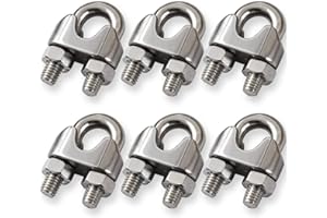 Cozihom 3/8 Inch M10 Wire Rope Cable Clip Clamp, 304 Stainless Steel, U Bolt Saddle Fastener, Pack of 6