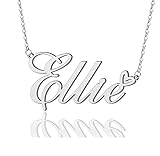 AOLO Ellie Heart Name Necklace Silver Stainless