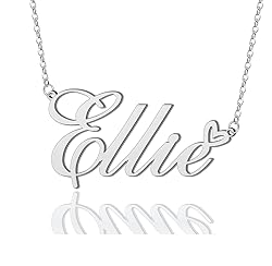 AOLO Ellie Heart Name Necklace Silver Stainless