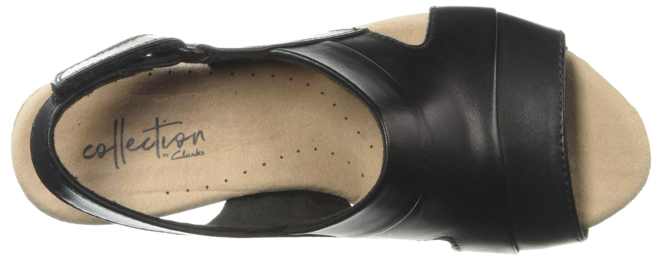 Clarks Women's Annadel Ivory Wedge Sandal, black leather, 080 W US - Image 8