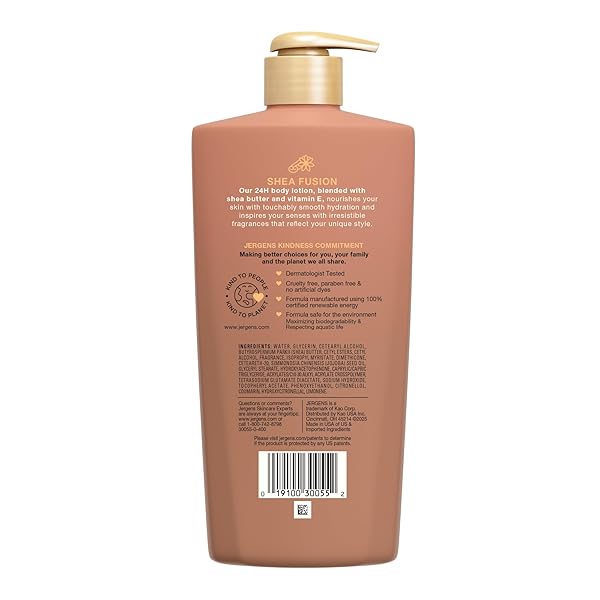 JERGENS SHEA FUSION WARM AMBER SCENTED LOTION, MOISTURIZING BODY LOTION WITH SHEA BUTTER AND VITAMIN E, 14 FL OZ
