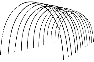 GARMEINEA Greenhouse Hoops Grow Tunnel 60 Pcs 16 Inch Up to 12 Sets of 7ft Long Plastic-Coated Rust-Proof Fiberglass Garden Hoops for Raised Beds with 50 Pcs Metal Connect Pipes and 40 Clamps