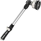 FANHAO Metal Garden Hose Wand, 16-Inch Heavy Duty Watering Wand with 9 Spray Patterns, 180° Rotating Long Garden Hose Nozzle 