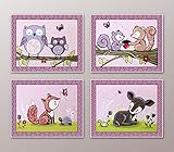 Little Pig Studios Lavender Forest. Woodland Animals Nursery Art Prints (8