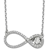 JewelryWeb 925 Sterling Silver Lobster Claw Closure Polished Vibrant Cubic Zirconia Infinity Necklace 16 Inch 12.6mm long Pendant Necklace for Women