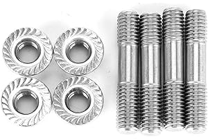 Yosoo Health Gear M8 Exhaust Manifold Studs and Nuts, 42mm Stainless Steel T25 T28 Car Exhaust System Bolts, 4 Piece Set