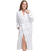 White Classic Waffle Bathrobe for Women, Men, 100% Turkish Cotton, Luxury Terry Interior, Waffle Exterior, One Size Fits Most
