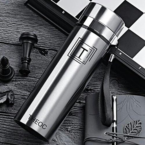 THEOC- Stainless Steel Thermos Water Bottle (450ml) for Drink Hot & Cold | Insulated Vacuum High Luminance | Wide Mouth - BPA Free - Silver