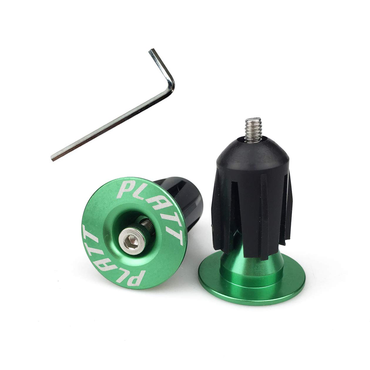PLATT Bike Bar End Plugs Aluminum MTB Road Bike BMX Handlebar End Caps (Green,1 Pair)