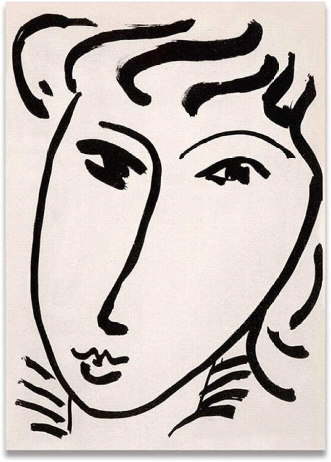 Amazon Com Simple Black And White Line Drawing Abstract Wall Art Woman Portrait Canvas Print Painting Sketch Posters Room Home Decor Pictures 40x60cm No Frame Posters Prints