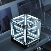 Infinity Cube Light with Display Case, 4D Abyss Mirror LED Decor, White | 2-in-1 Lighted Display Case, Touch Stepless Dimming, 3mm Optic PMMA, 2000mAh USB-C Battery, Eye-Friendly Light for Any Space
