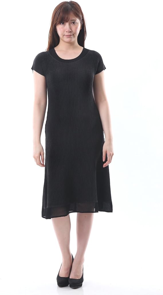 Amazon Co Jp Specchio スペッチオ シャトルプリーツ オーガンジー 切替 ワンピース Free ブラック 服 ファッション小物