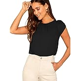 Floerns Women's Keyhole Chiffon Short Sleeve Blouse Tops
