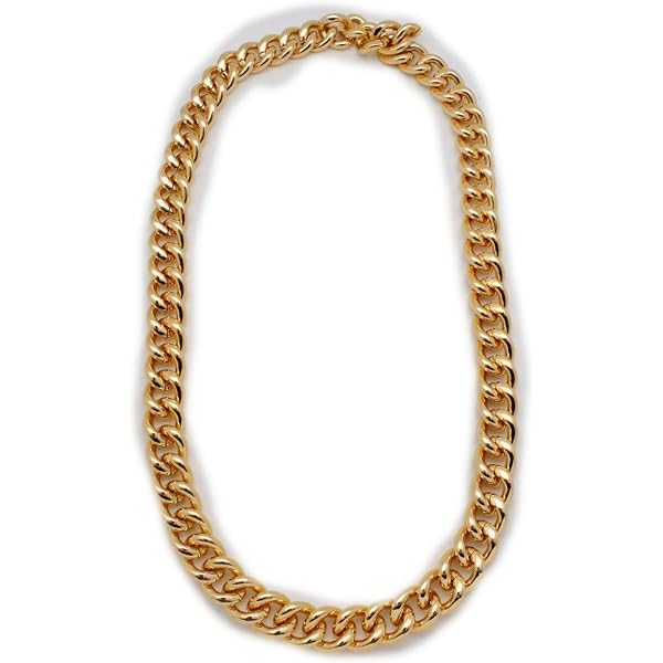 Chunky Gold Hip-Hop Chain Necklace - Heavy Statement Necklace For Men & Women, 16.14+3.54 Inch