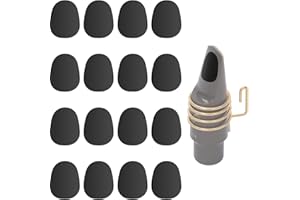 16 Pieces Alto Tenor Saxophone Mouthpiece Cushions, Eison 0.8mm Thick Food Grade Sax Clarinet Mouthpiece Patches Pads Strong Adhesive, Black