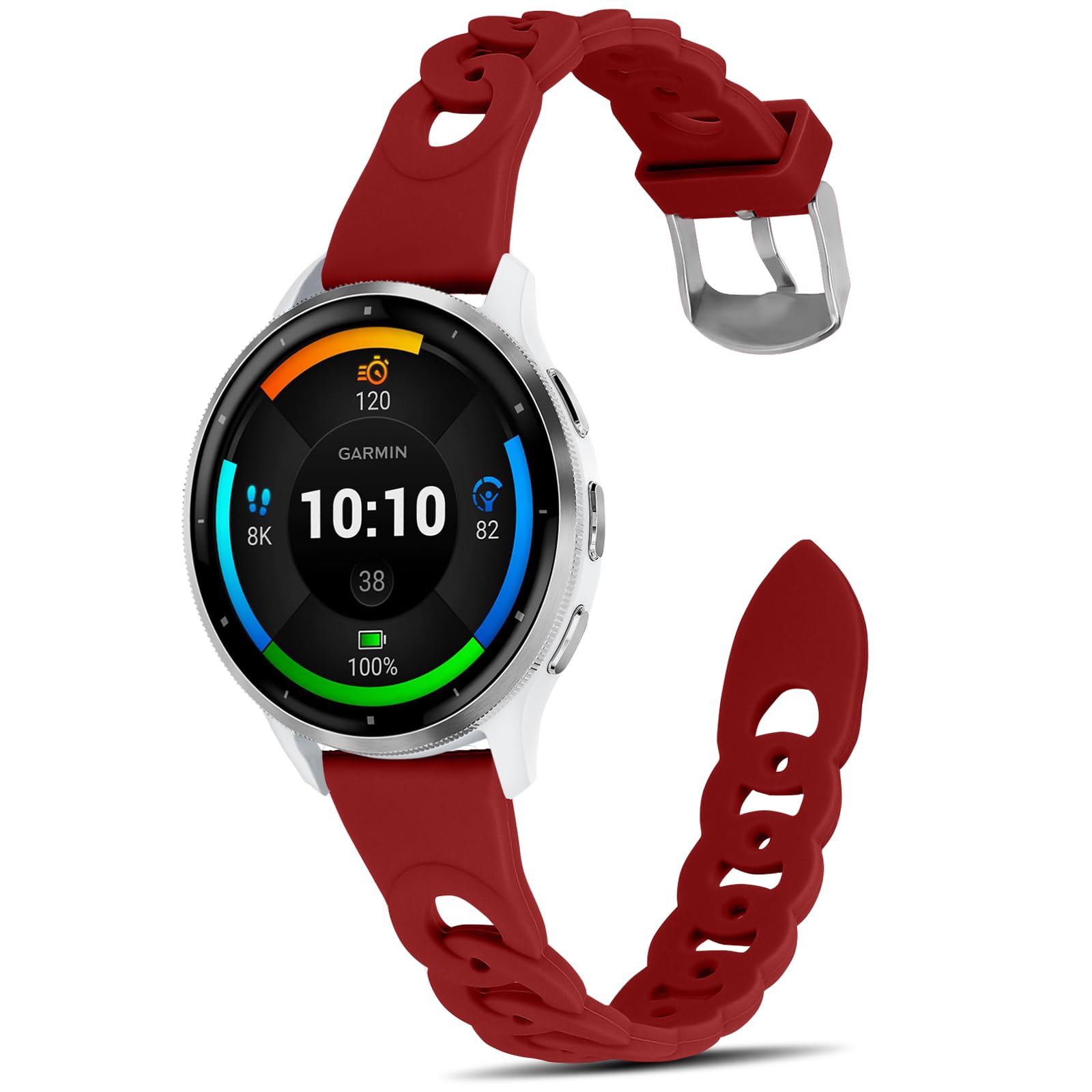 MaEiol 22mm Sport Strap for Xiaomi Redmi Watch 5 Active/Redmi Watch 5 Lite, Breathable Soft Silicone Replacement Wrist Straps for Garmin Venu 3/Garmin Forerunner 265/Forerunner 255 - Red