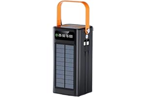 50000mAh Solar Charger Bank, 120W Fast Charging Battery Pack for Outdoor Camping, High Capacity Solar Charger with Spotlight,