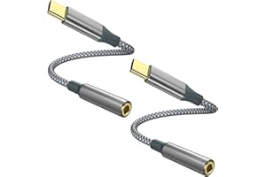HENRETY USB C to Aux Audio Dongle Cable Cord(Pack of 2), Type C to 3.5mm Female Headphone Jack Adapter for iPhone 16 Pro Max/16 Pro, 15 Pro Max/15 Pro/15 Plus, Galaxy S23/S22/S21 Ultra, Pixel, iPad Pro, Mac