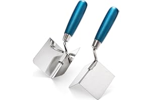 Peohud 2 Pieces Drywall Corner Tool Set, Inside and Outside Corner Knife, Stainless Steel Corner Trowel, Concrete Finishing T