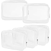 5 Packs Clear Cosmetics Bag TSA Approved, Wobe PVC Zippered Toiletry Carry Pouch Portable Makeup Bag for Vacation Travel, Bat