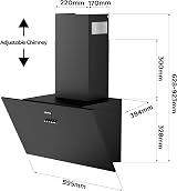 CIARRA Angled Cooker Hood 60cm Black 674m³h 3 Speeds A+++ CBCB6762A view 6