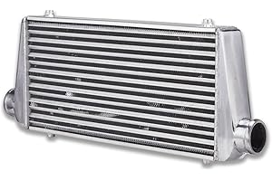 SUNROAD Universal Frount Mount Aluminum Intercooler 24" x 12" x 3" Thick Core & Inlet & Outlet Size 3'', Silver