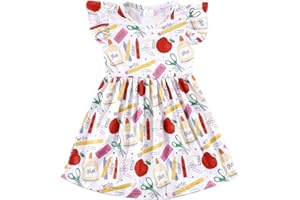 DACSOIT Toddler Girl Dress Back to School Pencil School Bus Print Dress Summer Outfits 3-8T