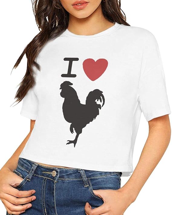 SHX-Shop Women's I Love Cock Retro Crop Tops T-Shirt: Amazon.ca: Clothing & Accessories