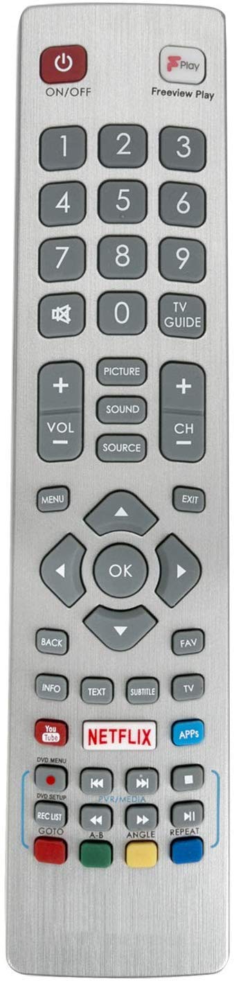 VINABTY SHW/RMC/0121N IR Remote Control replacement fit for Sharp TV LC-24DHG6001KFP LC-32FI5342KF LC-32HI5432KF LC-40FI5242KF LC-40FG5141KF LC-40FG5151KF LC-24DHG6001KF LC-32DI5232KF LC-48CFG6001KF